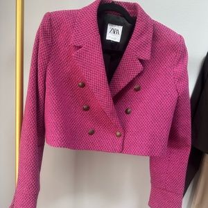 Textured crop blazer